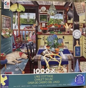 Ceaco "Tracy Flickinger" "Lake Cottage Chalet Dulac" 1000 Piece Puzzle COMPLETE